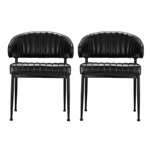Artiss Dining Chairs Set of 2 Leather Hollow Armchair Black Chez Guru