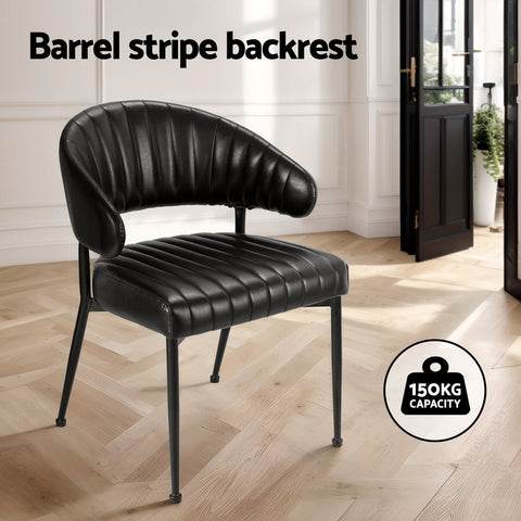Artiss Dining Chairs Set of 2 Leather Hollow Armchair Black Chez Guru