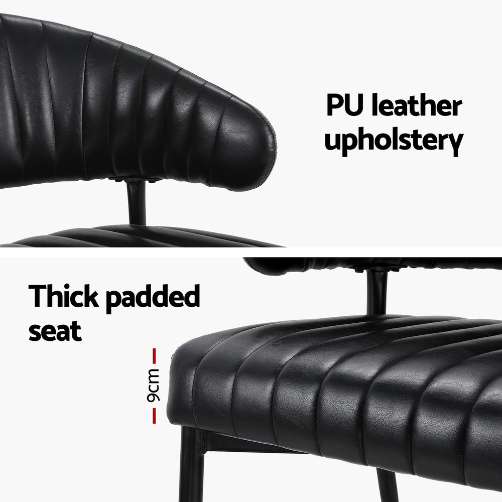 Artiss Dining Chairs Set of 2 Leather Hollow Armchair Black Chez Guru