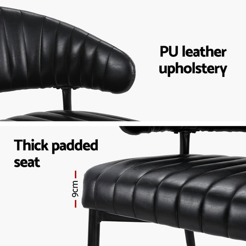 Artiss Dining Chairs Set of 2 Leather Hollow Armchair Black Chez Guru