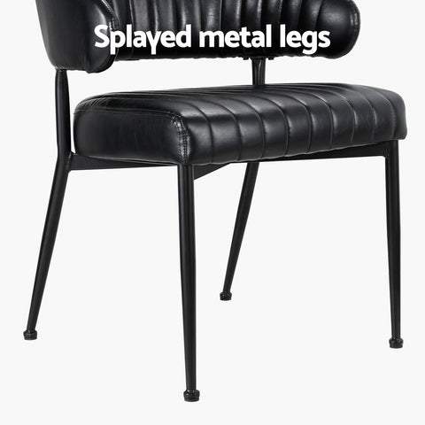 Artiss Dining Chairs Set of 2 Leather Hollow Armchair Black Chez Guru