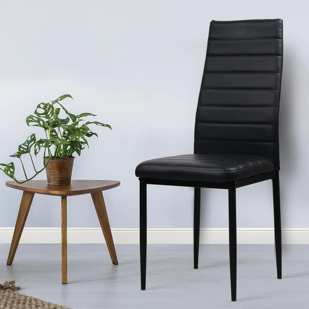 Artiss Dining Chairs Set of 4 Leather Channel Tufted Black Chez Guru