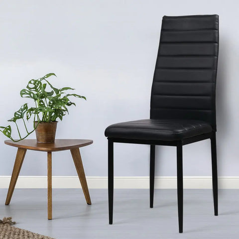 Artiss Dining Chairs Set of 4 Leather Channel Tufted Black Chez Guru
