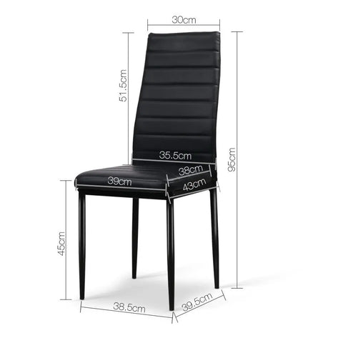 Artiss Dining Chairs Set of 4 Leather Channel Tufted Black Chez Guru
