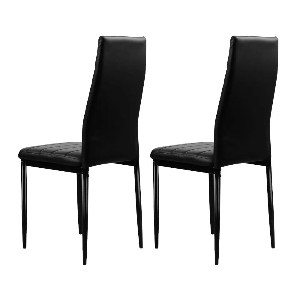 Artiss Dining Chairs Set of 4 Leather Channel Tufted Black Chez Guru