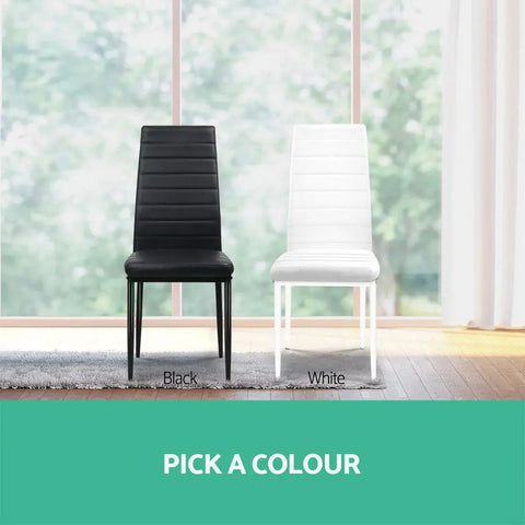 Artiss Dining Chairs Set of 4 Leather Channel Tufted Black Chez Guru