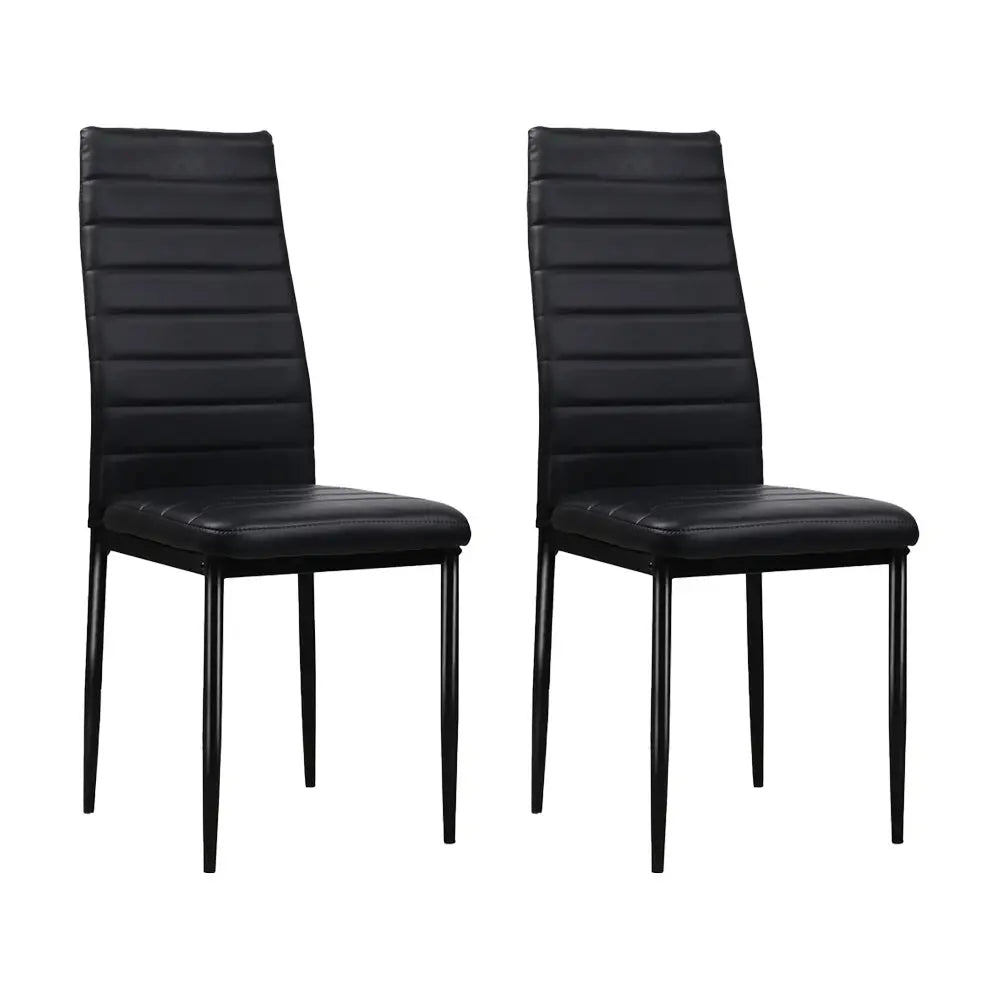 Artiss Dining Chairs Set of 4 Leather Channel Tufted Black Chez Guru
