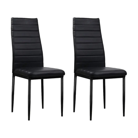 Artiss Dining Chairs Set of 4 Leather Channel Tufted Black Chez Guru