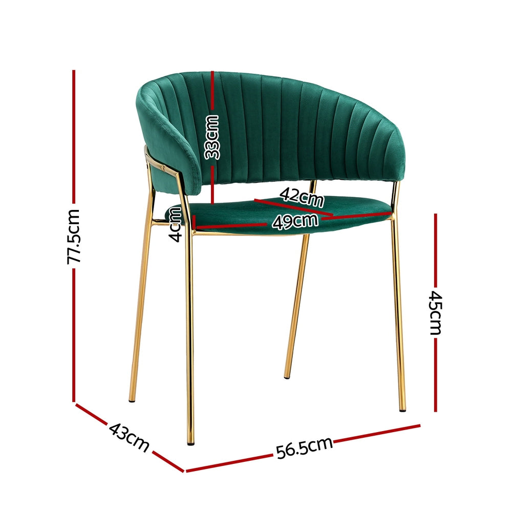 Artiss Dining Chairs Set of 2 Velvet Hollow Armchair Green Chez Guru