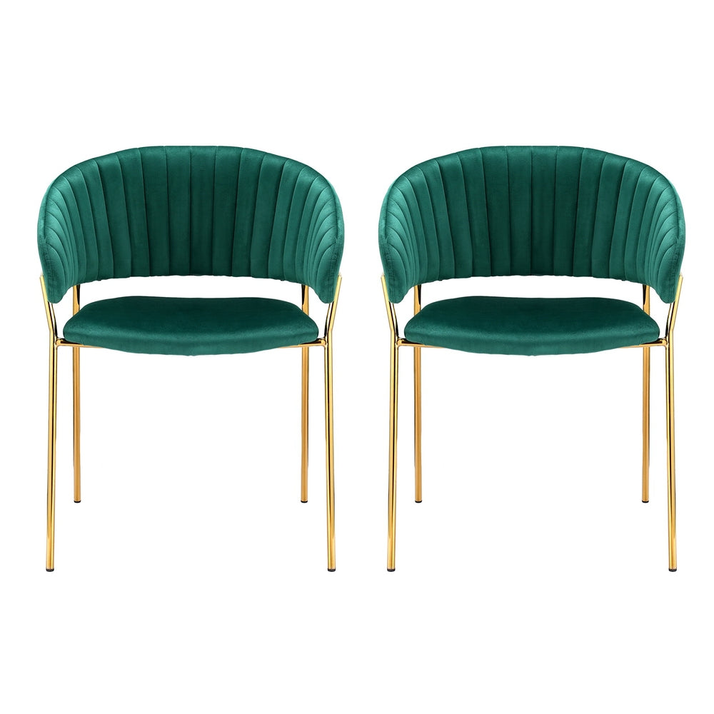 Artiss Dining Chairs Set of 2 Velvet Hollow Armchair Green Chez Guru