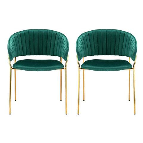 Artiss Dining Chairs Set of 2 Velvet Hollow Armchair Green Chez Guru