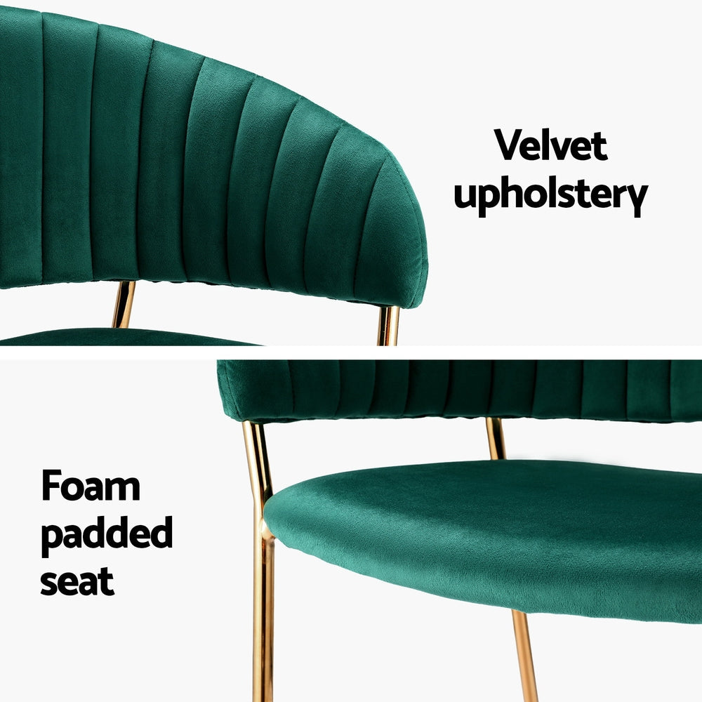 Artiss Dining Chairs Set of 2 Velvet Hollow Armchair Green Chez Guru