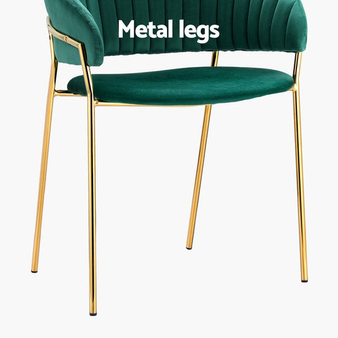 Artiss Dining Chairs Set of 2 Velvet Hollow Armchair Green Chez Guru