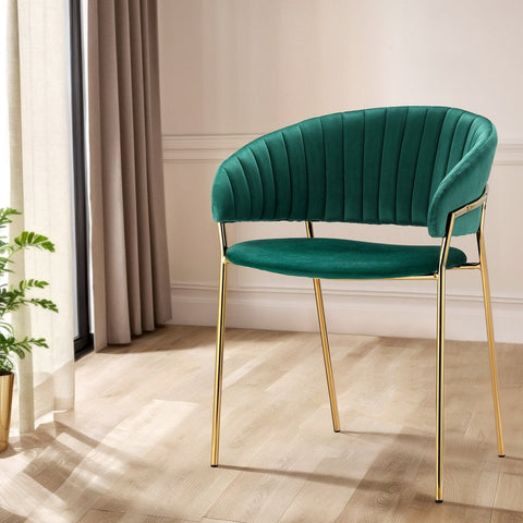 Artiss Dining Chairs Set of 2 Velvet Hollow Armchair Green Chez Guru