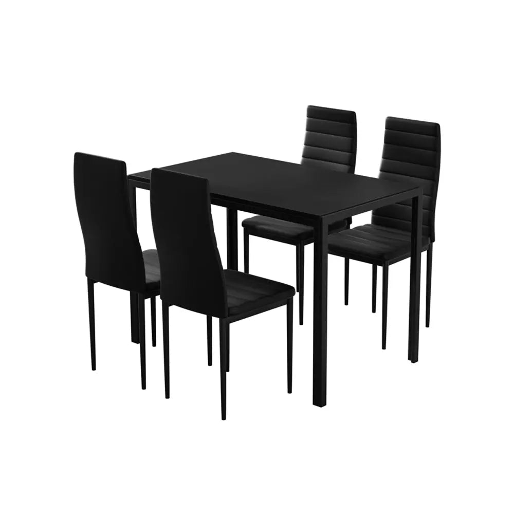 Artiss Dining Chairs and Table Dining Set 4 Chair Set Of 5 Black Chez Guru