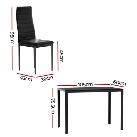 Artiss Dining Chairs and Table Dining Set 4 Chair Set Of 5 Black Chez Guru