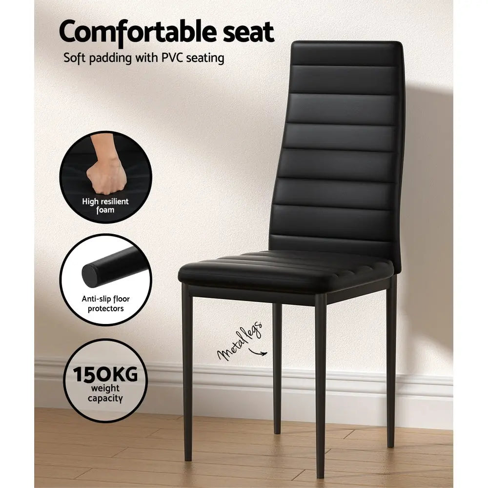 Artiss Dining Chairs and Table Dining Set 4 Chair Set Of 5 Black Chez Guru