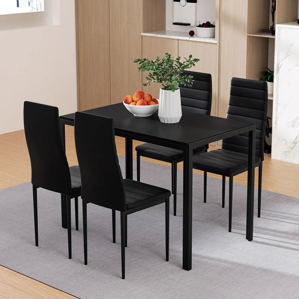 Artiss Dining Chairs and Table Dining Set 4 Chair Set Of 5 Black Chez Guru