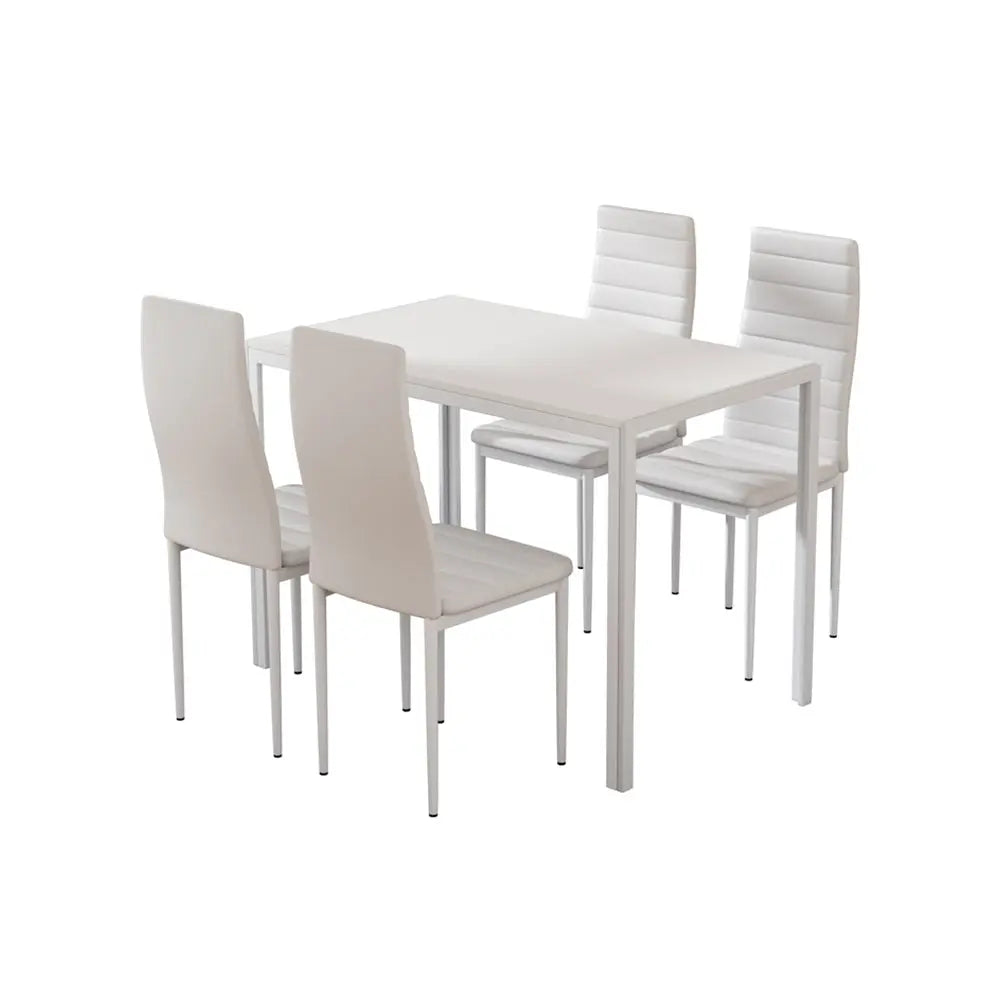 Artiss Dining Chairs and Table Dining Set 4 Chair Set Of 5 White Chez Guru
