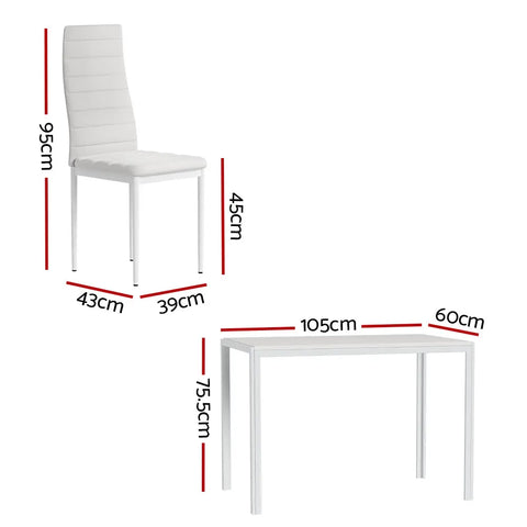 Artiss Dining Chairs and Table Dining Set 4 Chair Set Of 5 White Chez Guru