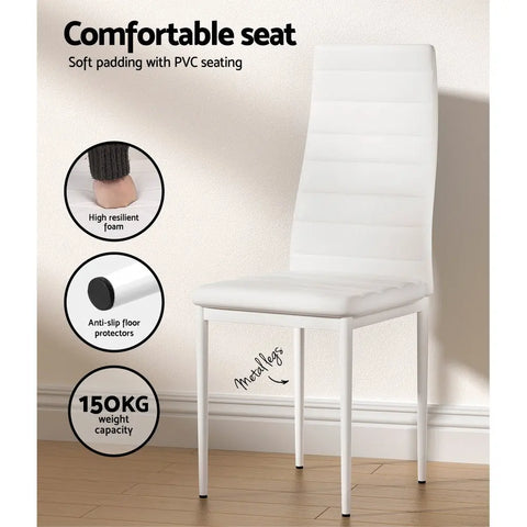 Artiss Dining Chairs and Table Dining Set 4 Chair Set Of 5 White Chez Guru