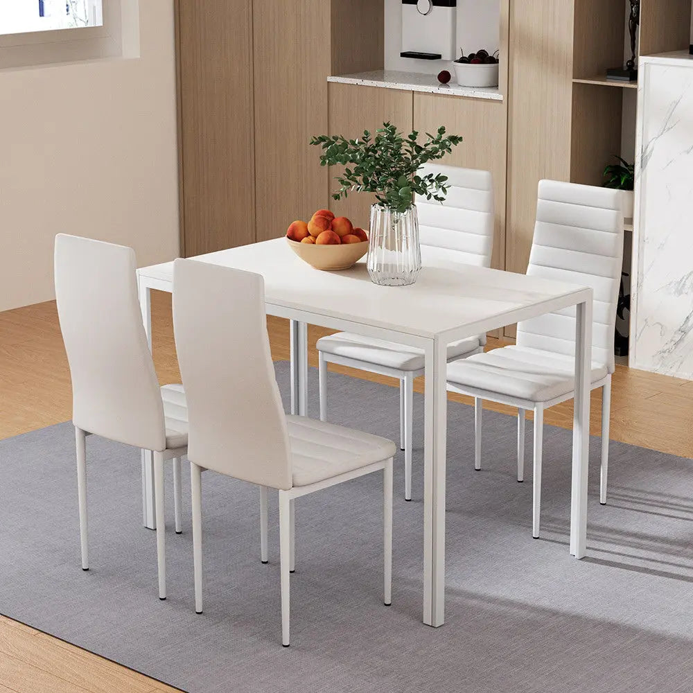 Artiss Dining Chairs and Table Dining Set 4 Chair Set Of 5 White Chez Guru