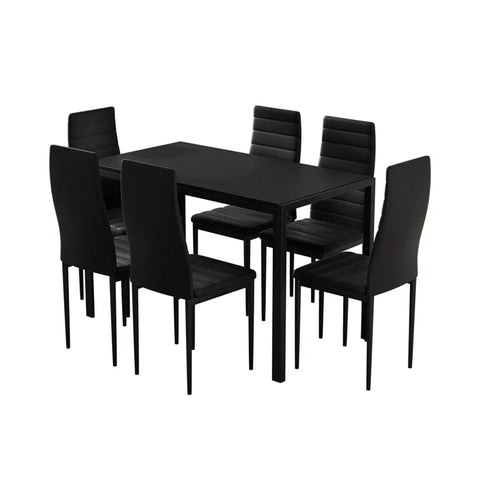 Artiss Dining Chairs and Table Dining Set 6 Chair Set Of 7 Black Chez Guru