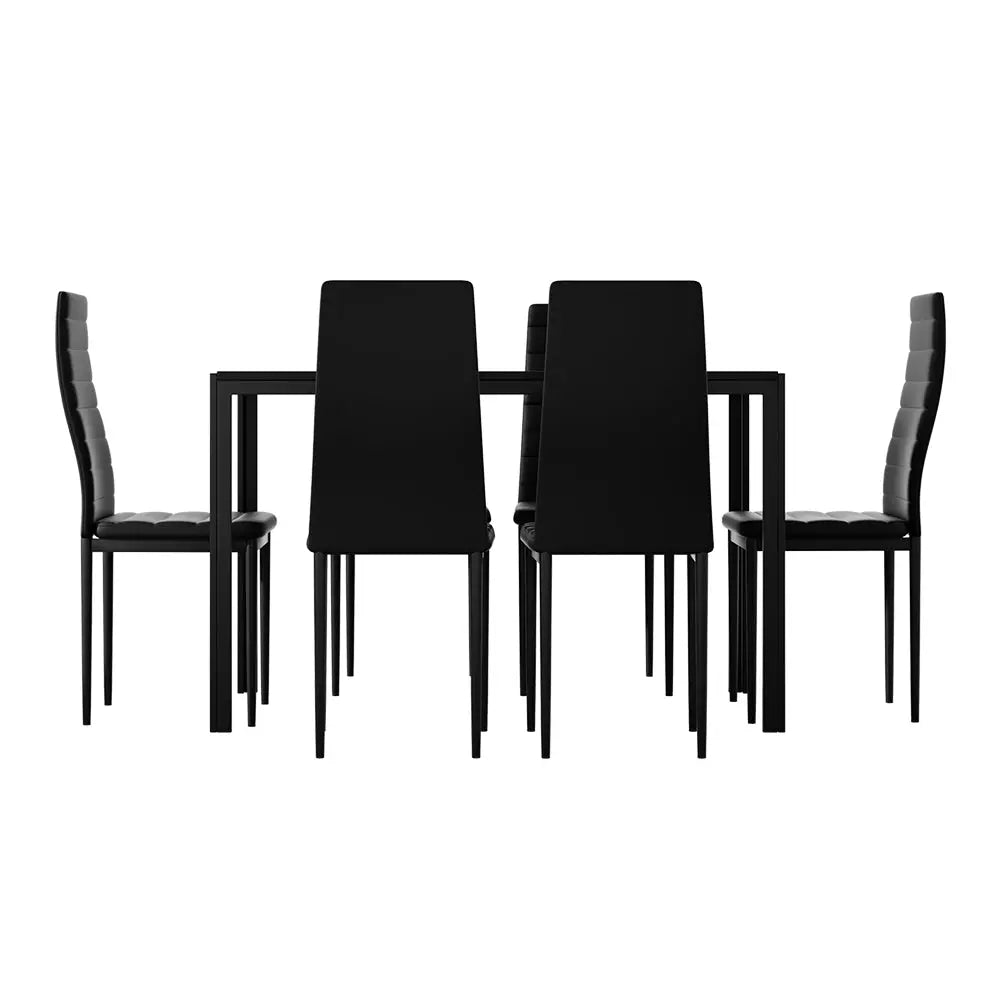 Artiss Dining Chairs and Table Dining Set 6 Chair Set Of 7 Black Chez Guru