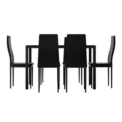Artiss Dining Chairs and Table Dining Set 6 Chair Set Of 7 Black Chez Guru