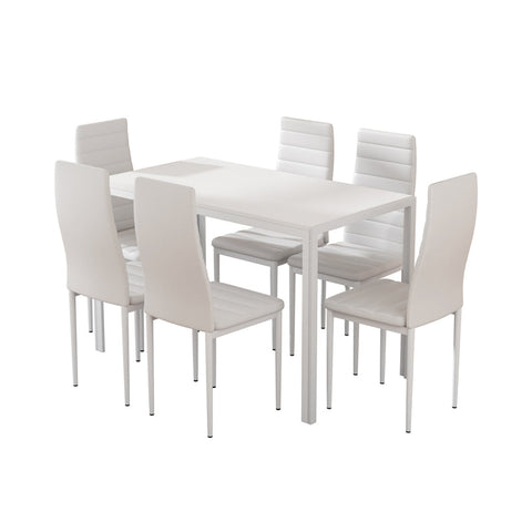 Artiss Dining Chairs and Table Dining Set 6 Chair Set Of 7 White Chez Guru