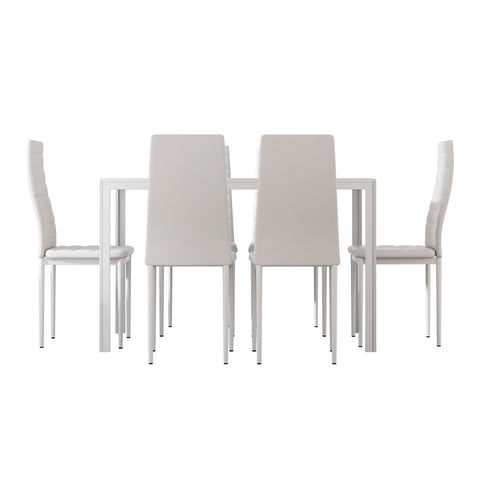 Artiss Dining Chairs and Table Dining Set 6 Chair Set Of 7 White Chez Guru