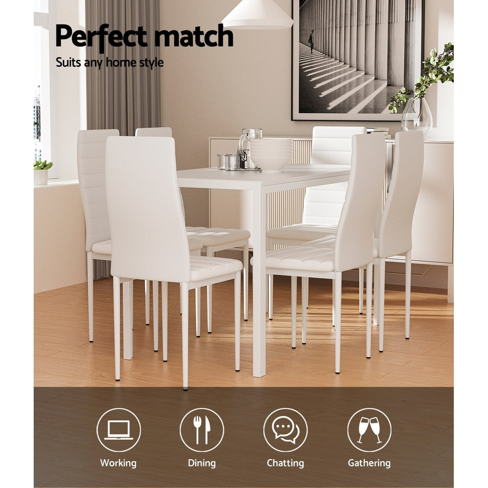 Artiss Dining Chairs and Table Dining Set 6 Chair Set Of 7 White Chez Guru