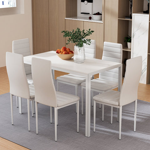 Artiss Dining Chairs and Table Dining Set 6 Chair Set Of 7 White Chez Guru