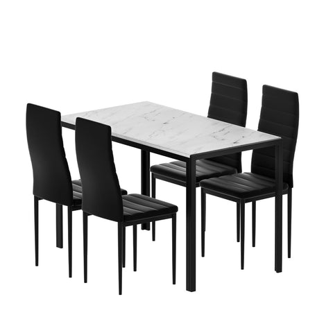 1 Artiss Dining Table and 4 Chairs Set Marble Effect Chez Guru