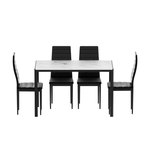 1 Artiss Dining Table and 4 Chairs Set Marble Effect Chez Guru