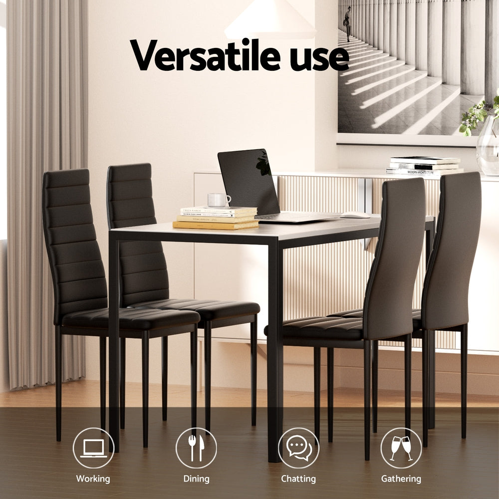 1 Artiss Dining Table and 4 Chairs Set Marble Effect Chez Guru