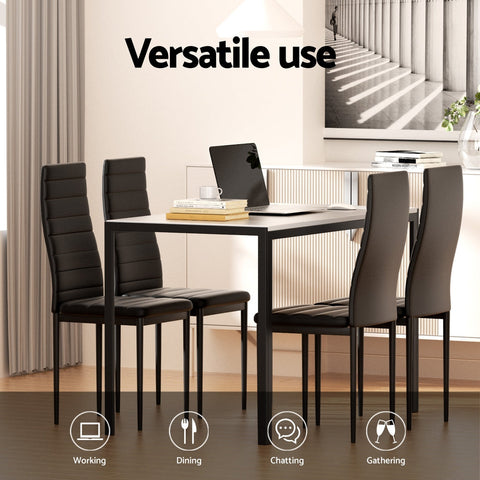 1 Artiss Dining Table and 4 Chairs Set Marble Effect Chez Guru