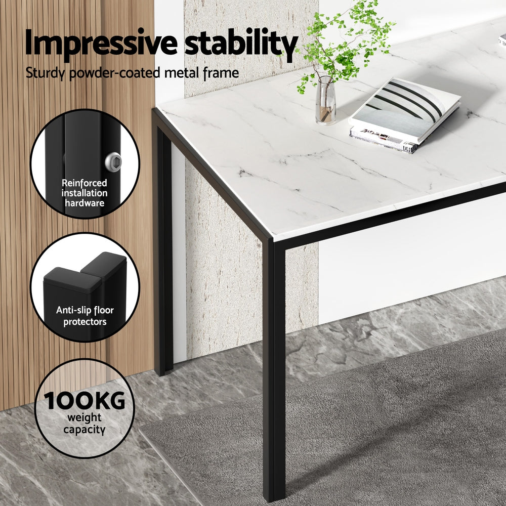 1 Artiss Dining Table and 4 Chairs Set Marble Effect Chez Guru