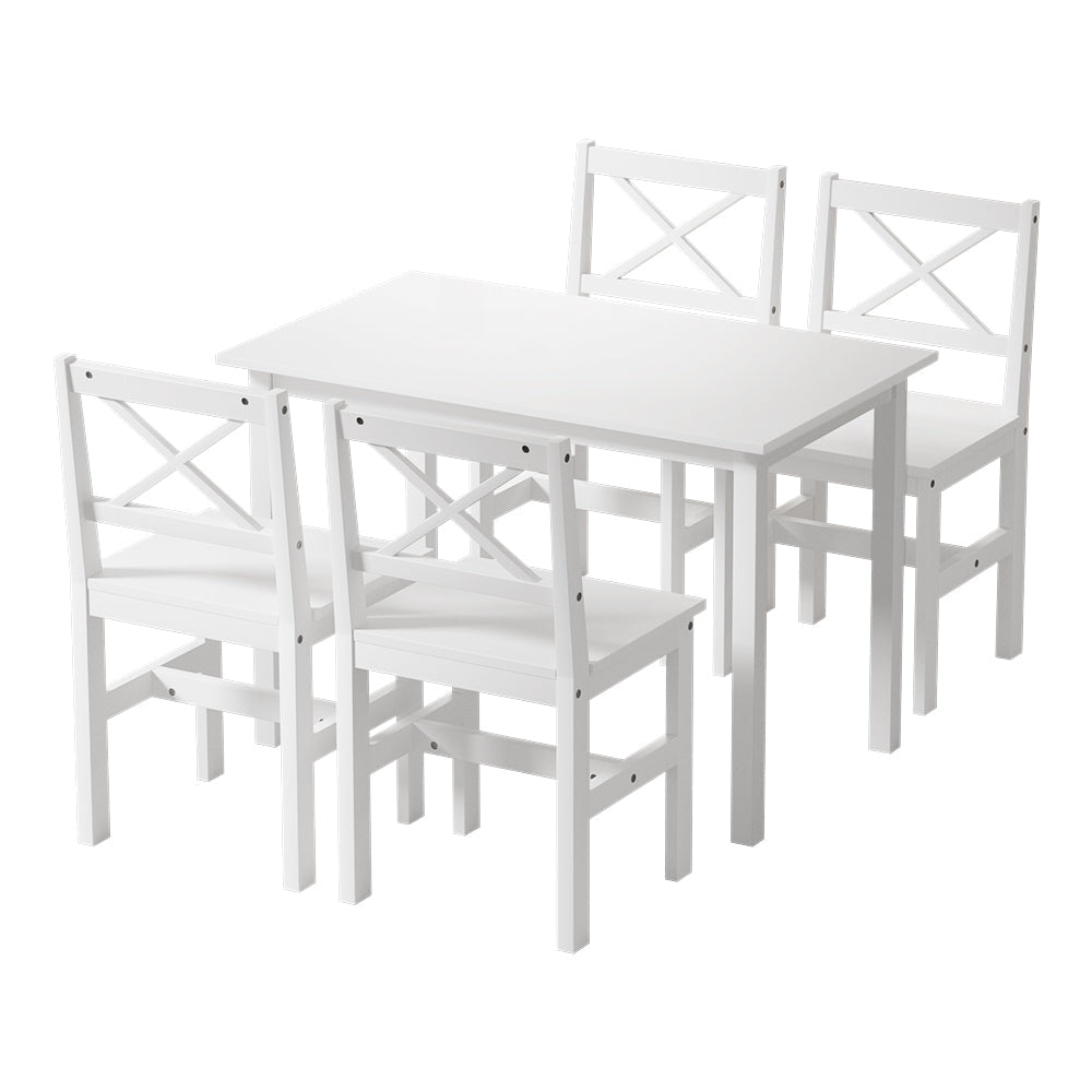 Artiss Dining Chairs and Table Dining Set 4 Cafe Chairs Set Of 5 4 Seater White Chez Guru