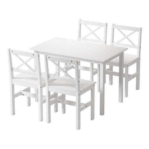 Artiss Dining Chairs and Table Dining Set 4 Cafe Chairs Set Of 5 4 Seater White Chez Guru