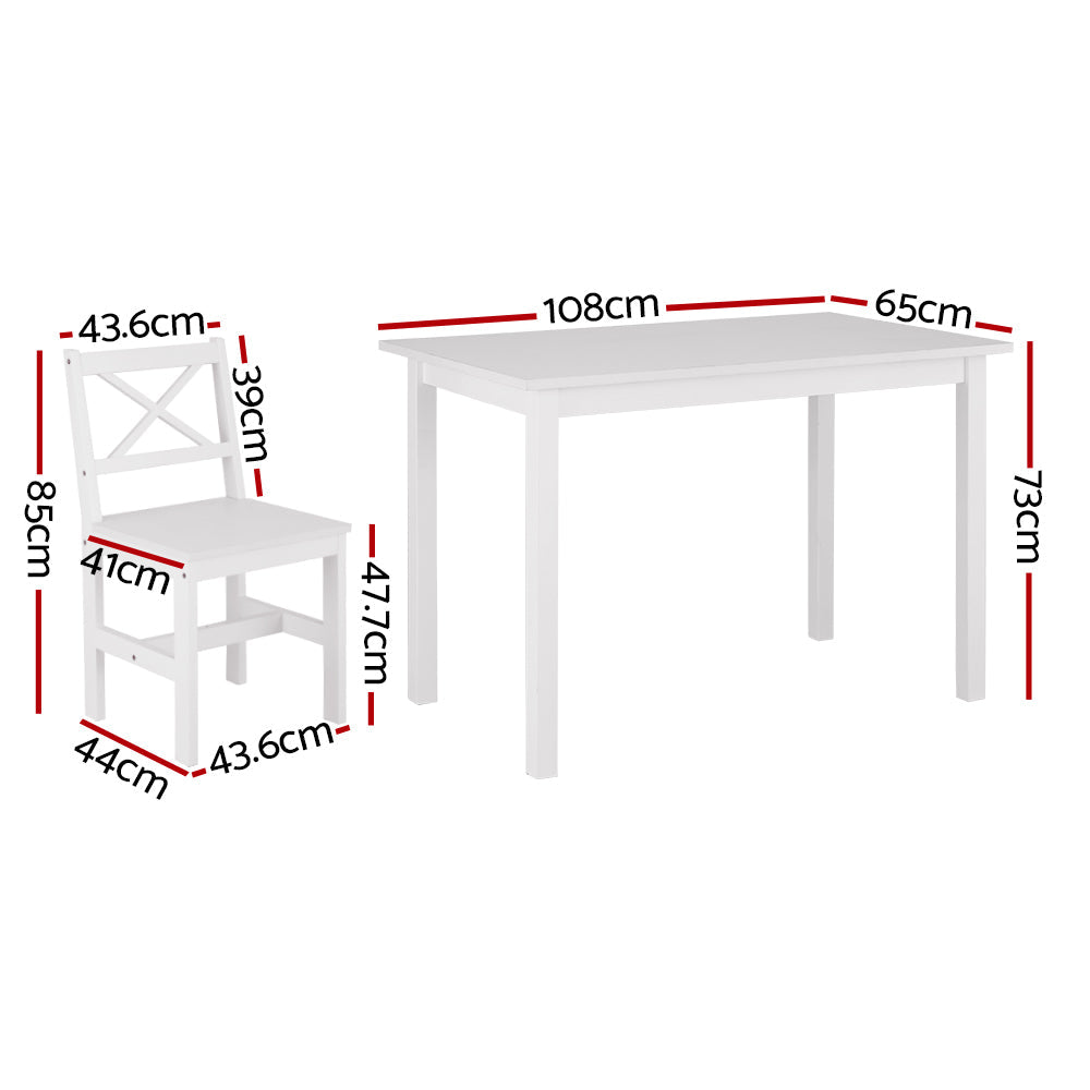 Artiss Dining Chairs and Table Dining Set 4 Cafe Chairs Set Of 5 4 Seater White Chez Guru