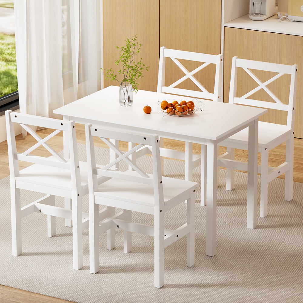 Artiss Dining Chairs and Table Dining Set 4 Cafe Chairs Set Of 5 4 Seater White Chez Guru