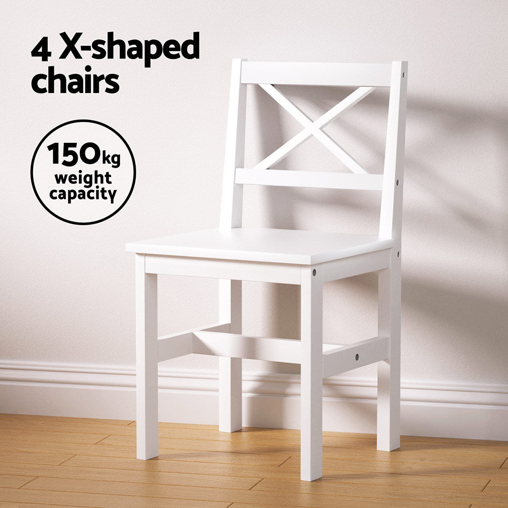 Artiss Dining Chairs and Table Dining Set 4 Cafe Chairs Set Of 5 4 Seater White Chez Guru