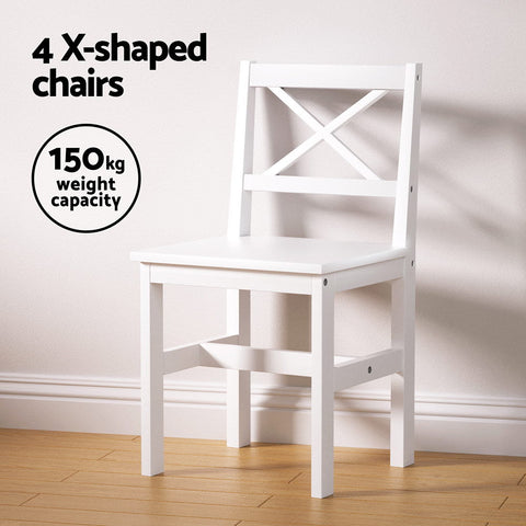Artiss Dining Chairs and Table Dining Set 4 Cafe Chairs Set Of 5 4 Seater White Chez Guru
