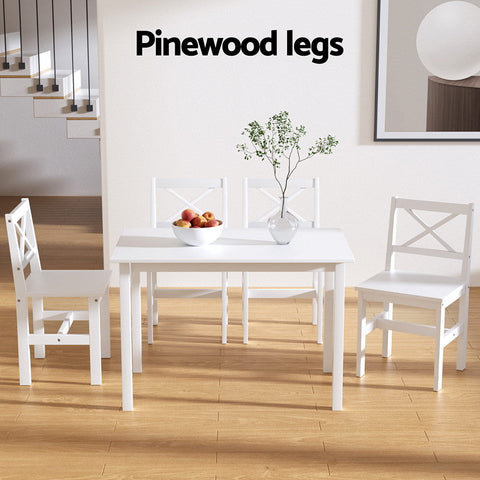 Artiss Dining Chairs and Table Dining Set 4 Cafe Chairs Set Of 5 4 Seater White Chez Guru