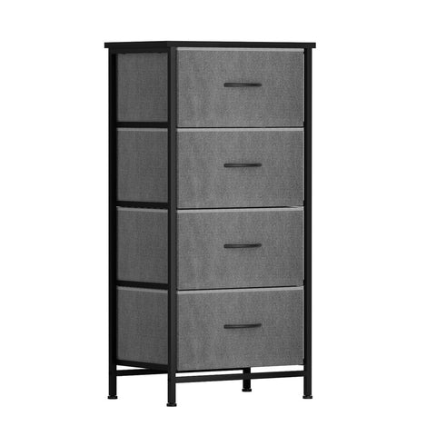Artiss Chest of 4 Drawers Storage Dresser Tallboy Grey Chez Guru