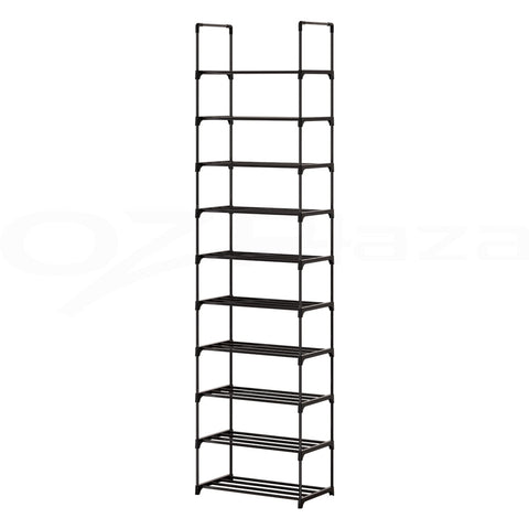 Artiss Shoe Rack DIY Stackable 10-tier Black Dunn Chez Guru
