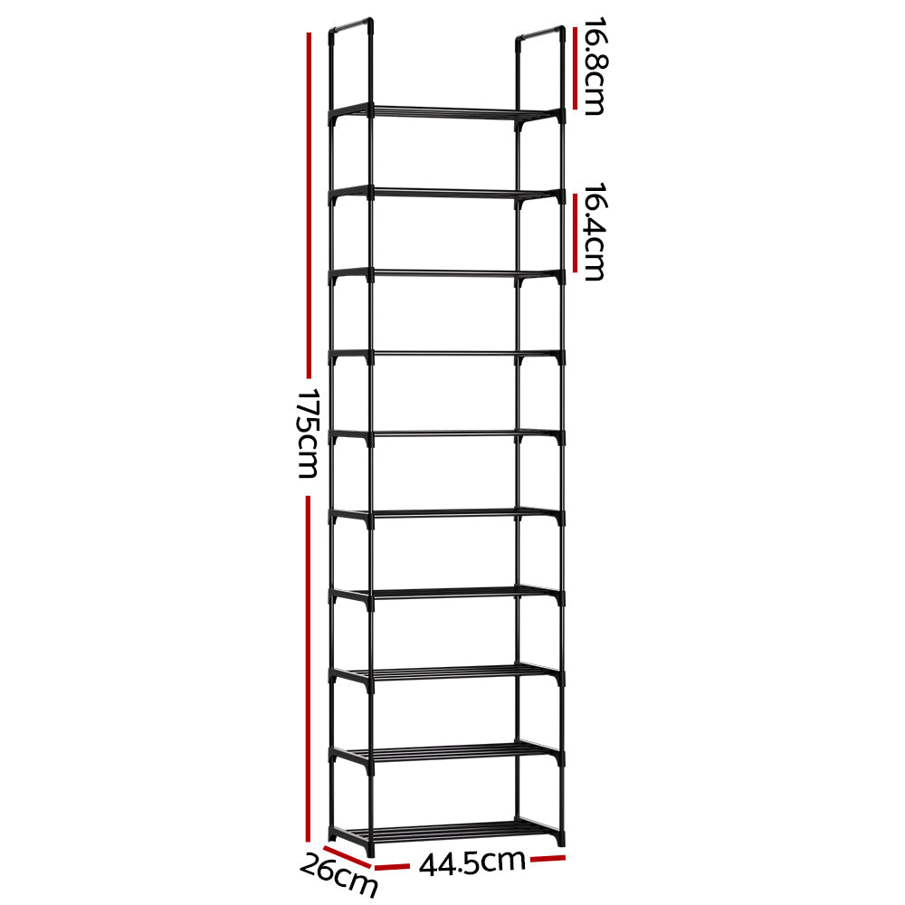 Artiss Shoe Rack DIY Stackable 10-tier Black Dunn Chez Guru