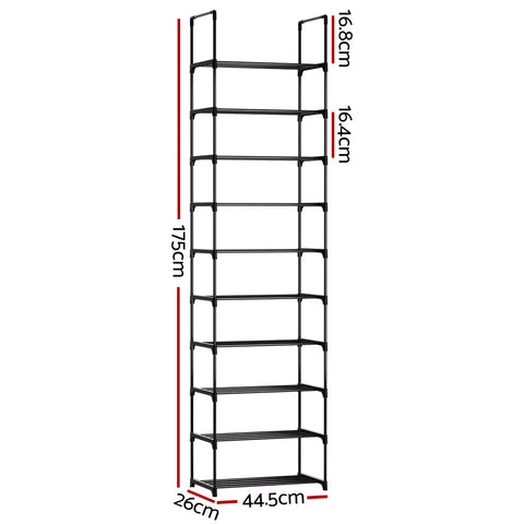 Artiss Shoe Rack DIY Stackable 10-tier Black Dunn Chez Guru