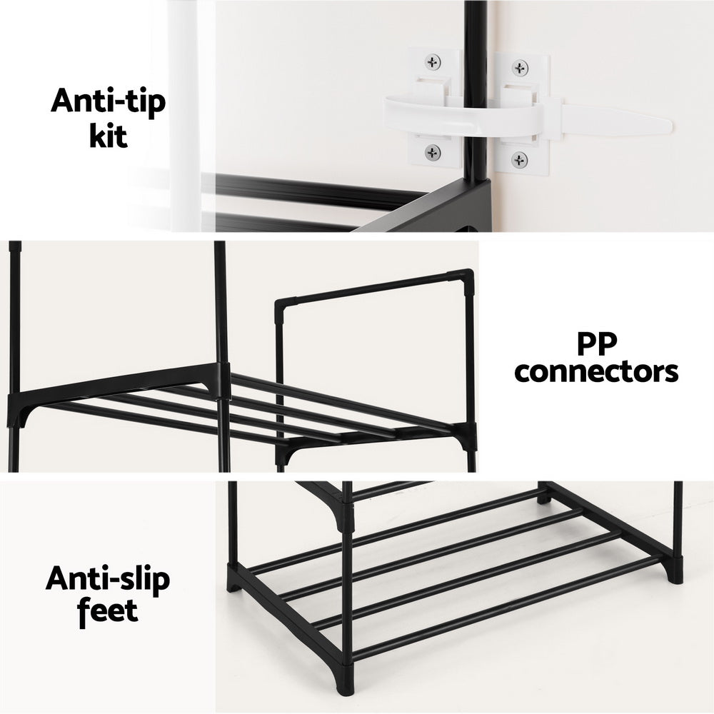 Artiss Shoe Rack DIY Stackable 10-tier Black Dunn Chez Guru